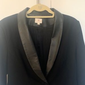 Blazer w/Faux Leather Collar